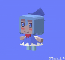 a pixel art of a girl with a blue dress