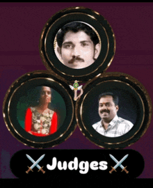 a picture of a man and a woman with the words judges x on the bottom