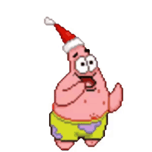 Patrick Star Christmas Hat GIF