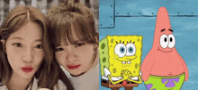 a picture of two girls next to a picture of spongebob squarepants
