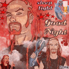 a cartoon of a man holding a lobster with the words sleep tight good night above him