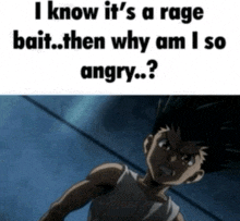 a picture of a boy with a caption that says i know it 's a rage bait