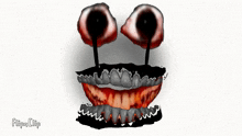a cartoon drawing of a monster with blood dripping from its eyes and teeth