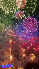 a painting of fireworks with the word bistro in the lower right corner