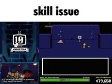 a screenshot of a video game with the words skill issue below it