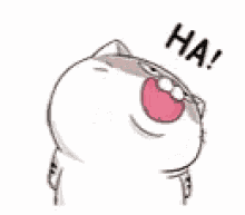 Ami Fat Cat Laugh GIF - Ami Fat Cat Laugh Line Stickers GIFs