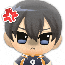 a cartoon character with a number 9 on his jersey