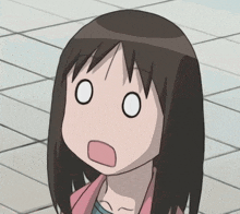 a close up of a cartoon character with a surprised look on her face