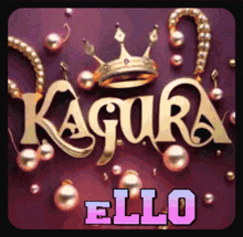 a kagura logo with a crown and pearls surrounding it