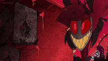 a cartoon drawing of a monster with red eyes