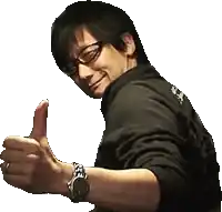 a man wearing glasses and a watch is giving a thumbs up