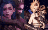 a man and a woman are hugging in a video game