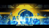 a cartoon character with the words zoom zoom zoom zoom