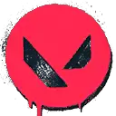 a red circle with a black eye in the middle of it .