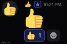 a thumbs up icon with a star and a smiley face