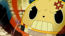 a cartoon character with an angry face has the letter jc on it