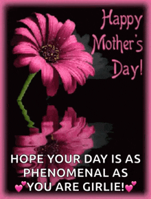 a happy mother 's day greeting card with a pink flower