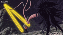 a cartoon of a man fighting a monster is made with viva video
