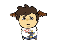 a cartoon character is wearing a white shirt that says blame john