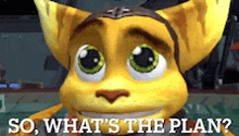 a cartoon character with the words so what 's the plan