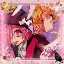 a picture of a boy and a girl with a lion in the background and the word picmix on the bottom right