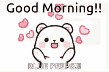 Good Morning Blue Peeps Heart GIF