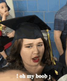 Oh My Boob Ouch GIF - Oh My Boob Ouch Graduation Cap GIFs