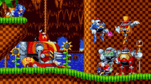 a pixel art of sonic the hedgehog and tails