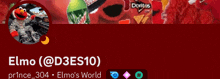 elmo @ d3es10 has a red background with a picture of him