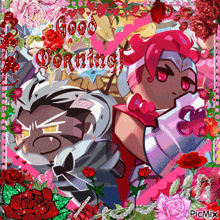 a good morning greeting card with a couple of cartoon characters