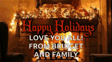 happy holidays hearth chimney fire place yule log