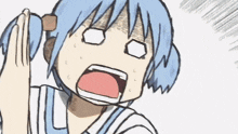 a cartoon of a girl with her mouth open