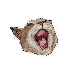 a drawing of a cat with its mouth open on a white background