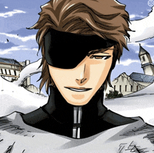 a drawing of a man wearing a black mask