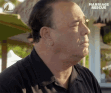 a man 's face is shown in a marriage rescue ad