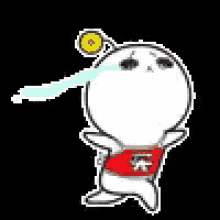 a cartoon character is holding a water gun in his hand and crying .