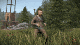 a man in a video game is wearing a sweater that says ' gucci ' on it