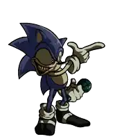 a cartoon of sonic the hedgehog pointing at something