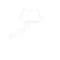 a black and white drawing of a cat with a tag that says ' zzm ' on it