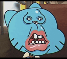 gumball from the amazing world of gumball is making a face