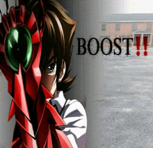 a picture of a anime character with the word boost written on the bottom