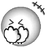 a black and white drawing of a smiley face with a cloud coming out of it 's mouth .