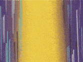 a cartoon character with purple hair and a yellow hat is standing in front of a yellow wall .