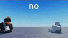 the word no is on the blue background