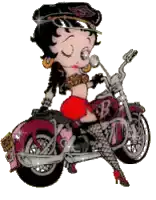 betty boop sitting on a motorcycle with the letter b on it