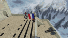 a screenshot of a video game shows a french flag