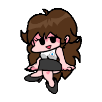 a cartoon drawing of a girl with a badge on her chest