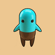 a blue cartoon character with brown legs and arms