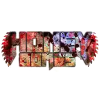 the word honeycomb is written in a bloody font