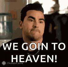 a man says we goin to heaven in front of a television